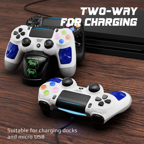 2 Pcs Control Inalámbricos Bluetooth Para Ps4 Blanco Y Negro