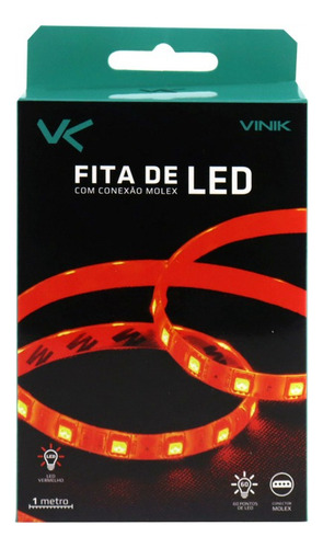 Fita De Led Vx Gaming Vermelho Com Conexao Molex 60 Pontos