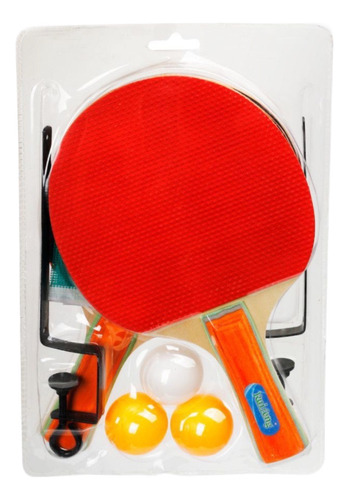 Paletas De Ping Pong + Red Raqueta Tenis Mesa Deporte Bolas Color Rojo Tipo De Mango St (recto)
