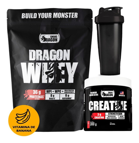 Kit Dragon Whey + Creatina Monohidratada Pote 300g + Coq