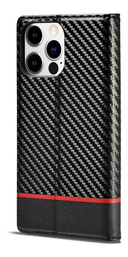 Funda Tarjetas Cartera Fibra Carbono Para  iPhone 14 Pro Max