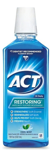 Act- Enjuague Bucal, Anti Caries, Con Flúor De Menta Fresca