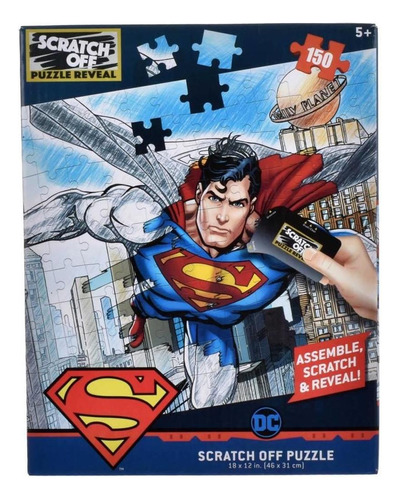 Puzzle Raspa 2 En 1 De 150 Piezas - Dc Comics - Superman