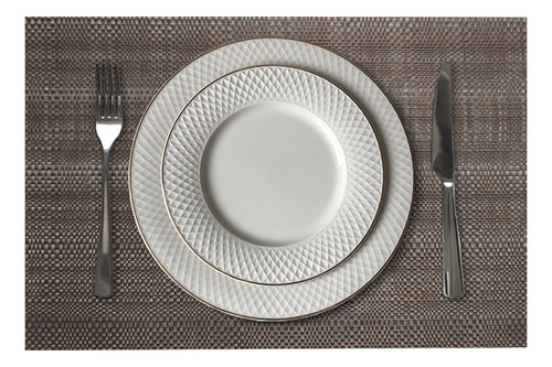 10 Jogo Americano Mesa Posta Luxo Impermeável Pvc Mz Meta Vr Cor M1 Chocolate Claro Escuro Marrom Café Terracota Metalico Mz Retangular