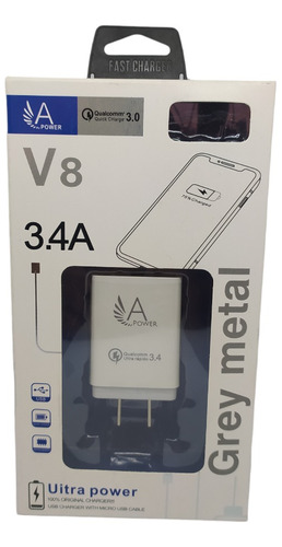 Cargador Celular Con Cable Micro Usb V8 3.4a 