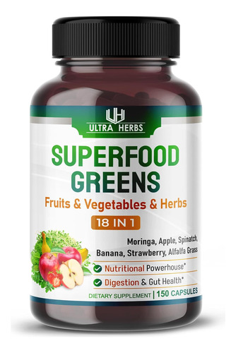 Super Greens +18 Super Alimentos 18,100 Mg Superfoods Usa