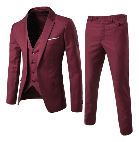 Traje Slim Casual De Tres Piezas For Hombre