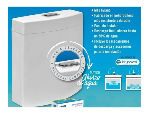 Imagen 2 de 5 de Deposito Doble Descarga Pvc De Colgar Para Inodoro