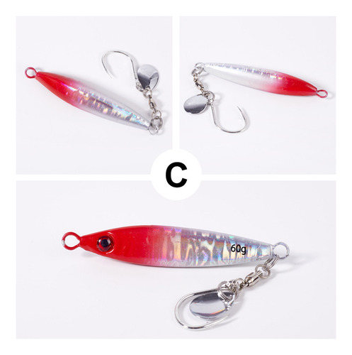 3pcs Jig 60g Señuelos Luminoso Para Pescar Lance Largo Mar Color 6003