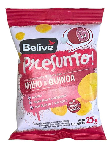Belive Snacks Presunto 25gr - Snacks De Milho Sem Glúten