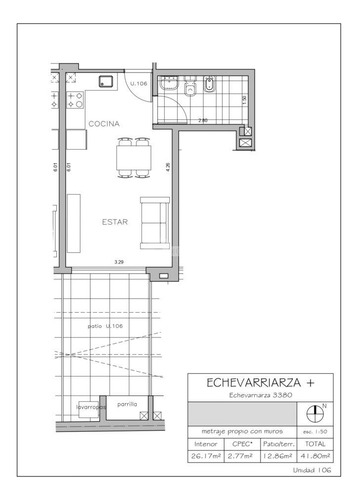 Venta Monoambiente Pocitos Echevarriarza Y Pereira De La Luz Ed. Echevarriarza Patio Parrillero