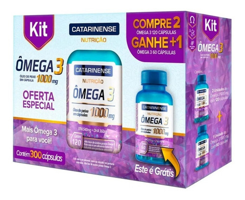 Kit Ômega 3 1000mg Catarinense 300 Cápsulas