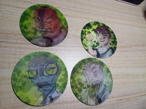 4 Lenticulares Ben 10 Acuatico Fantasmatico Cuatro Brazos (Usado)