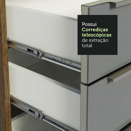 Gabinete Bajo Cocina Madesa Lux 120cm Sin Encimera Color Marrón/Gris
