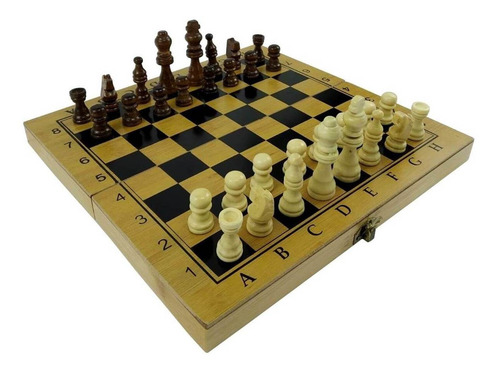 Imagem 3 de 7 de Jogo De Xadrez Dama Gamão Tabuleiro Madeira Dobrável 29x29cm