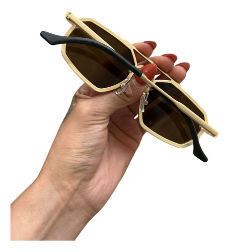 Lentes Gafas De Sol Hombre Mujer Clásico Marrón Marrón Dorado Dorado