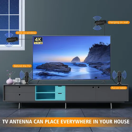 Antena De Tv Digital Interior 1770 Km Para Smart Tv 360
