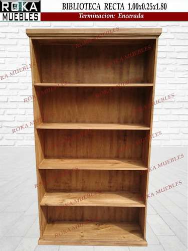 Imagen 2 de 4 de Biblioteca Recta 100x25x180 Librero Encerado Roka