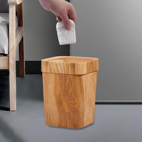 Cubo De Basura De Grano De Madera Rectangular, Cubos De