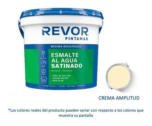 Esmalte Al Agua Satinado Pintamax 1 Gl Crema Amplitud Revor