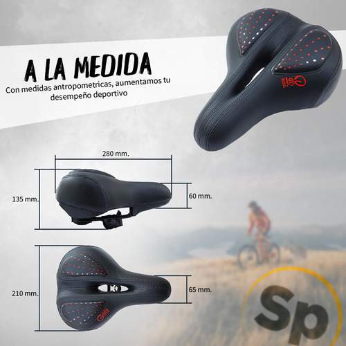 Imagen 4 de 10 de Asiento Para Bicicleta Gel Antiprostatico Con Reflegante