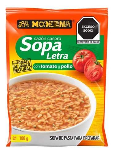 18 Pzas Sopa De Letra La Moderna Con Tomate Y Pollo 100 G