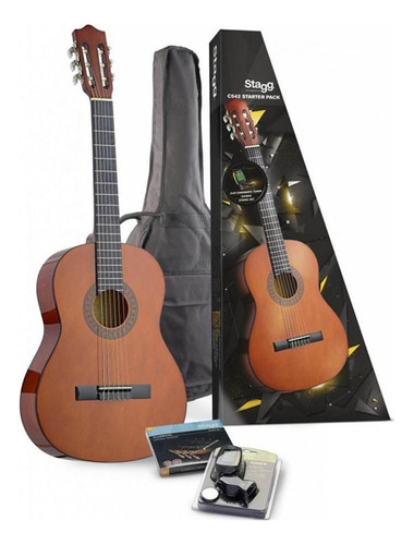 Guitarra Clasica Criolla 4/4 Con Funda Afinador Y Cuerdas Color Natural Orientación de la mano Derecha