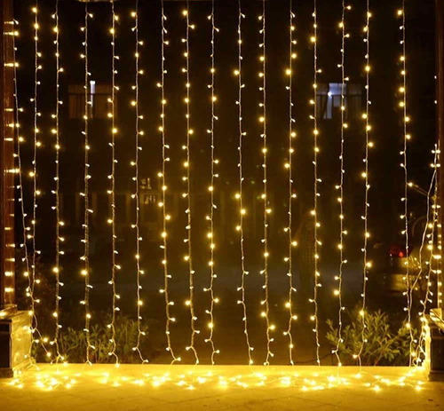 Imagen 2 de 3 de Cortina Led Luces 16 Tiras 3x3 Metros Decorativo 220v Evento