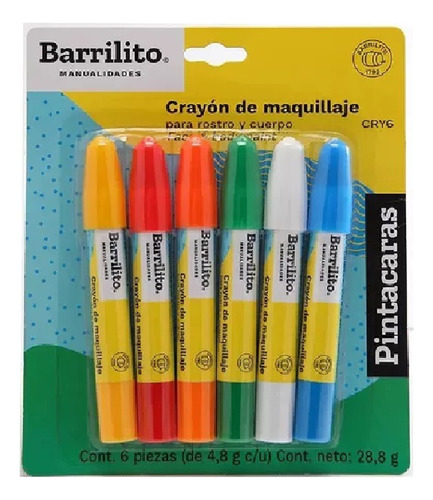 Crayones De Maquillaje Barrilito 6 Piezas 4.8g Color Multicolor