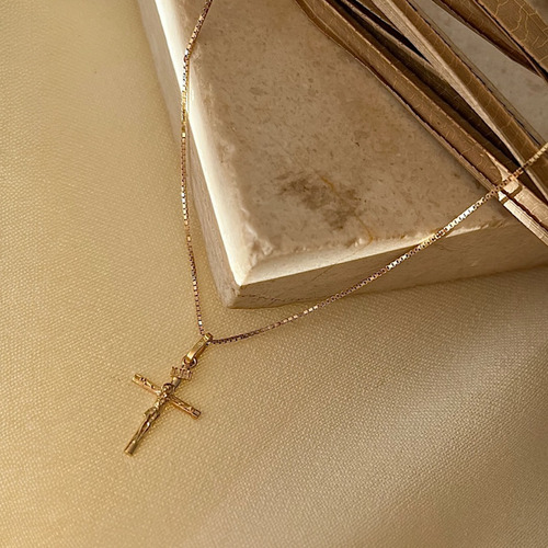 Pingente Cruz Em Ouro 18k Pequena Com Cristo Crucifixo Inri