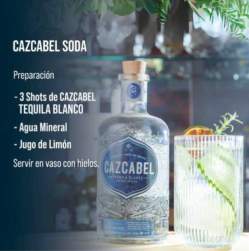 Cazcabel Tequila Blanco Artesanal 100% Agave Transparente