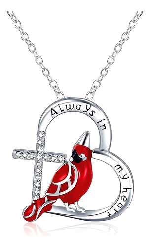 Collar Cardenal Con Colgante De Corazón De Amor De La Suerte