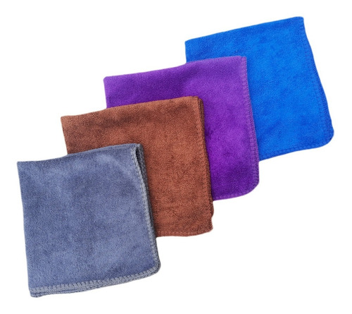 Imagen 1 de 9 de Kit 4 Paños Microfibra 30x30 Limpieza Multiuso Hogar Sm