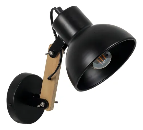 Aplique Spot De Pared Con Madera Estilo Nórdico Estructura Negro