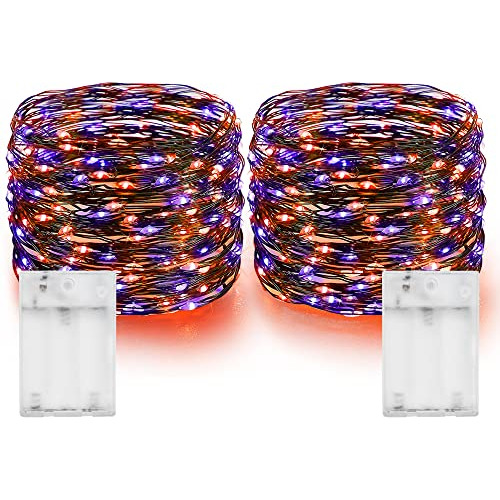 Purple And Orange Fairy String Lights, 2 Pack 20ft 60 L...