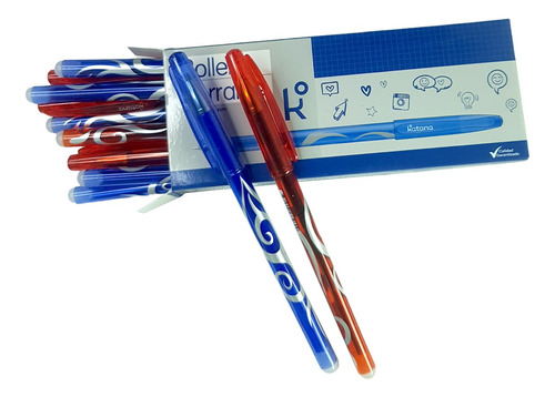 Lapicera Roller Boligrafo Borrable Tinta Azul Pack X 12 Un