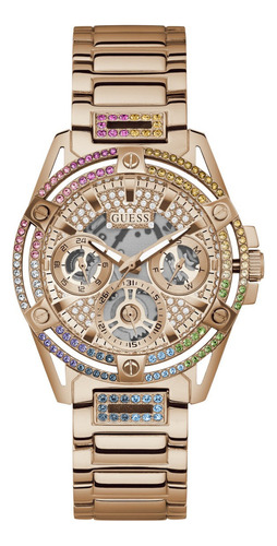 Reloj Para Dama Marca Guess Modelo Heiress Correa Oro Rosa Bisel Oro Rosa Fondo Oro Rosa