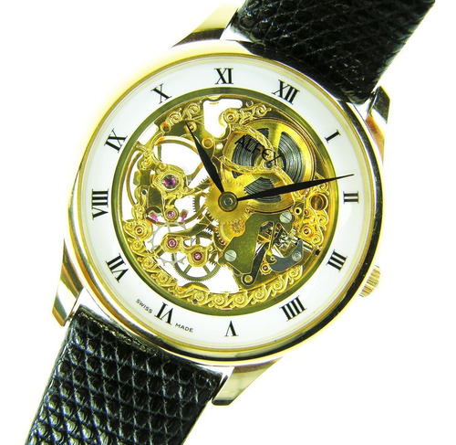 Reloj Alfex Of Switzerland Skeleton - Mecanismo A La Vista