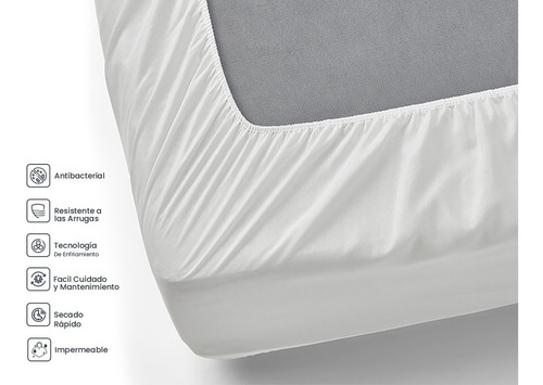 Protector Cubre Colchón Queen Size Impermeable Con Faldón Color Blanco Diseño de la tela Liso