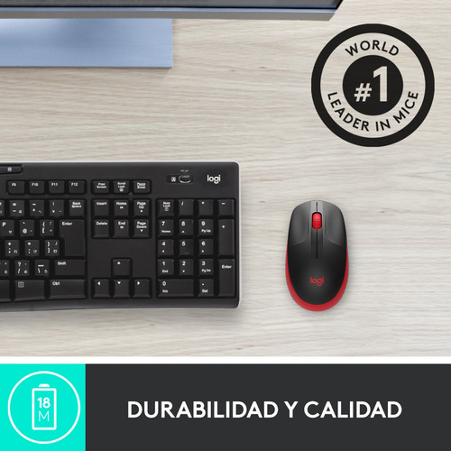 Imagen 7 de 9 de Mouse Inalambrico Logitech M190 Rojo Full Size