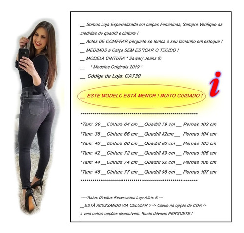 Sawary Calça Jeans Feminina 730 Tamanho 34 Até 48 Cintu Alta