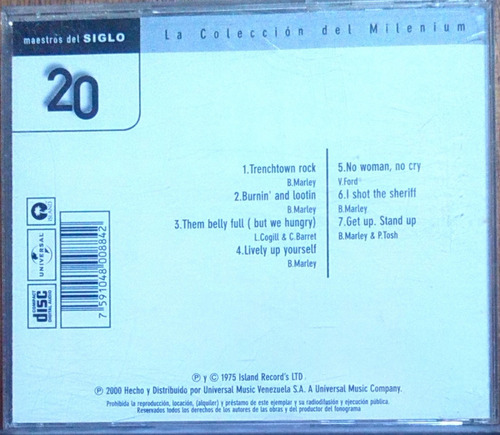 Cd Bob Marley - Lo Mejor - Coleccion Milenium - Original (Usado)