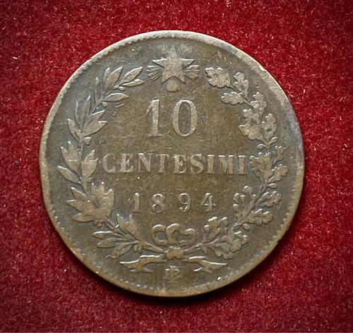 Moneda 10 Centesimi Italia 1894 Km 27 Humberto 1 (Usado)