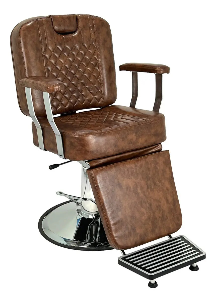 Cadeira de barbearia BM Móveis BM Móveis Poltrona Cadeira Reclinável com costas reclinável com base redonda cor capra marrom