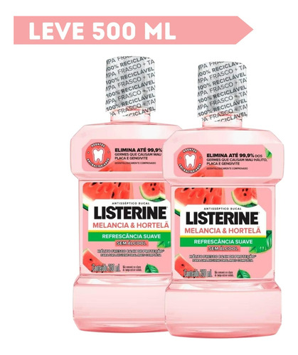 Leve 2 Enxaguante Bucal Listerine Melancia Sem Álcool 250ml 