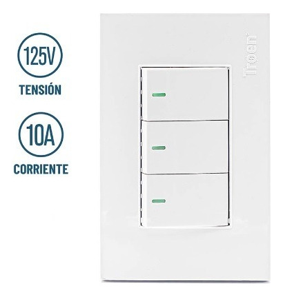 Interruptor Apagador Triple Blanco De Lujo Estandar Troen