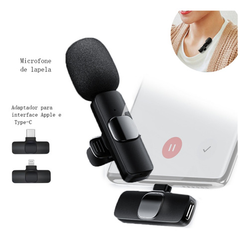 Microfone Sem Fio Duplo Lapela Universal Ios E Android Elite
