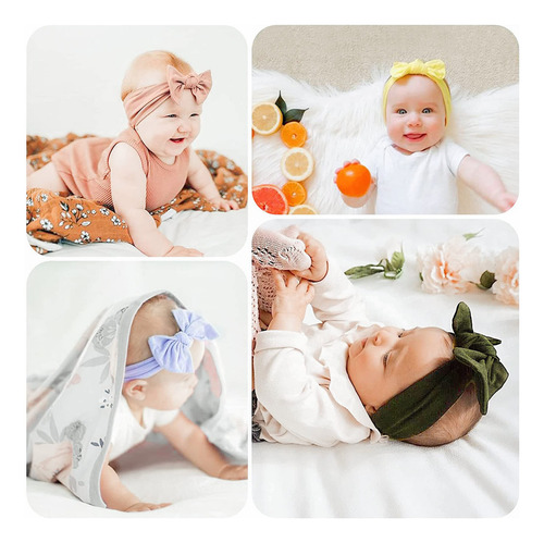 Set Diademas Niñas Bebes Turbante Moño Banda Elástica Moda F
