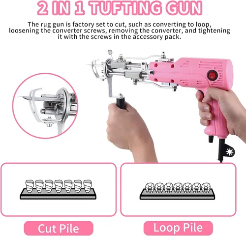 Pistola Tufting 2 En 1, Pistola Para Alfombras De Pelo Co...