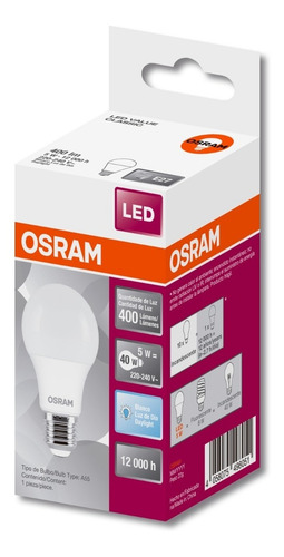 Imagen 4 de 6 de Lámpara Foco Led Osram Luz Fría 5w=40w Pack X 30